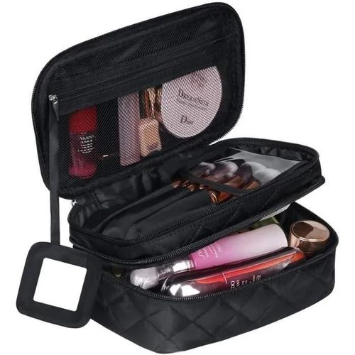 Trousse à Maquillage - Femme - Voyage - 2 Couches - Nylon Imperméable - Grande Capacité