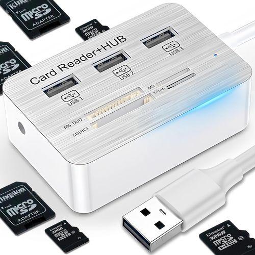 CIVV-Hub Usb 7 En 1,Lecteur De Carte,Lecteur De Carte Mémoire,Hub De Données Usb 2.0,Lecteur De Cartes Avec 5 Ports Sd,Mmc,Ms,Tf,M2,Adaptateur Usb,Répartiteur Usb,Hub De Données Usb Pour