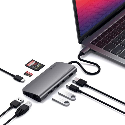 CIVV-Adaptateur Multimédia Hub Usb C En Aluminium Avec Hdmi 4K,Mini Displayport,Charge Pd 60W,Ethernet Gigabit,Usb 3.0,Micro/Sd,Pour Macbook Pro/Air M2 M1 Et Autres Appareils ¿ Gris Sideral