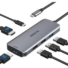 Adaptateur Usb C Vers Hdmi, Hub Usb C Vers Dual Hdmi, 6 En 1 Thunderbolt 3 Vers Hdmi Avec 2 Ports Hdmi 4K,3 Ports Usb, Port D'Alimentation Type C Compatible Pour Macbook, Et Plus Encore.