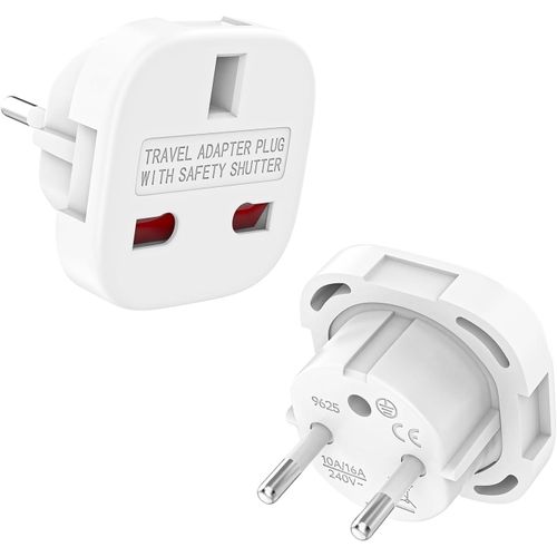 COPO-Lot De 2 Adaptateurs De Prise Anglaise,Adaptateur Uk Vers Ue,Adaptateur Ue Vers Royaume-Uni,Adaptateur De Prise Britannique,Adaptateur Uk Vers Eu,Prise Uk Vers Eu