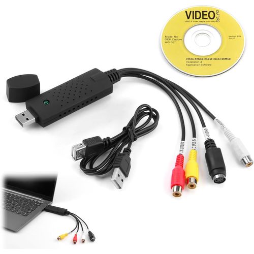 ChenQuanSarl-Audio Video Grabber Usb 2.0 Carte De Capture Vidéo Usb Pour Vhs, Hi8, Dvd, Vcr Vers Numérique, Convertisseur Audio Vidéo Pour Pc, Tv, Mac, Compatible Avec Windows 11/10/8/7, Conversion