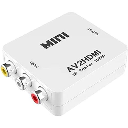 ChenQuanSarl-Convertisseur Rca Vers Hdmi, 1080P Rca Composite Cvbs Av Vers Hdmi, Convertisseur Audio Vidéo Compatible Avec N64 Wii Ps2 Xbox Vhs Vcr Caméra Dvd, Prend En Charge Pal/Ntsc Avec Câble