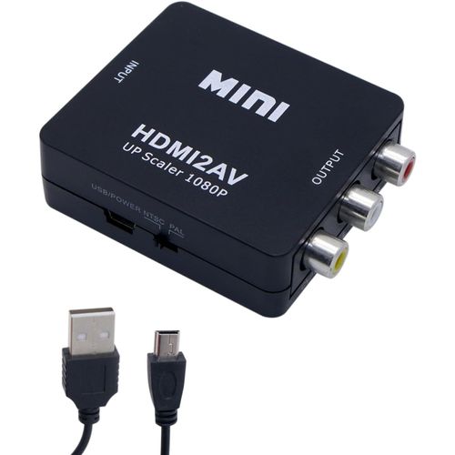 Chenquansarl-Adaptateur Hdmi Vers Rca, Convertisseur Hdmi En 3rca 1080p Supporte Pal/Ntsc Vidéo Audio Composite Cvbs Convertisseur Pour Tv Pc Ps3 Ps4 Ps5 Dvd Xbox Sky Hd Vhs Fire Stick Roku Avec Usb