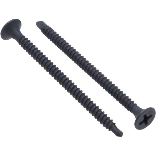 3.5mm x 55mm Vis autoperceuse pour cloison sèche, vis noires autotaraudeuses, filetage fin, vis en acier trempé au phosphate tête cruciforme Phillips pour plaque de plâtre à profil (30 pièces)