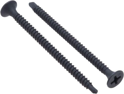 3.5mm x 55mm Vis autoperceuse pour cloison sèche, vis noires autotaraudeuses, filetage fin, vis en acier trempé au phosphate tête cruciforme Phillips pour plaque de plâtre à profil (30 pièces)