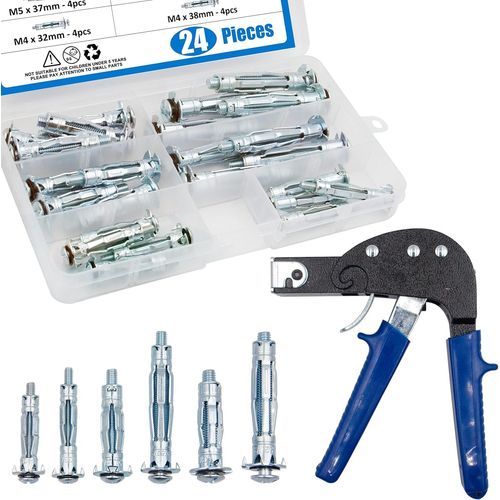 Outil de réglage en métal pour ancrage mural robuste avec 24 vis d'ancrage murales creuses pour fixation de plaque de plâtre d'ancrage de cavité