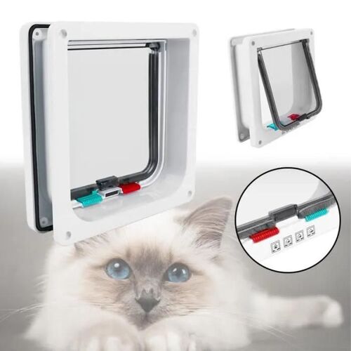 Chatière Trappe Blanc Grande Taille L (25cm X 23.5cm) Pet Mate Quatre Modes À Verrouillage Porte Chat/Petit Chien Installation Facil