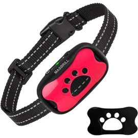 Collier Anti Aboiement Rechargeable Pour Chien - Masbrill - Son Et Vibration - 7 Niveaux De Sensibilité - Bleu