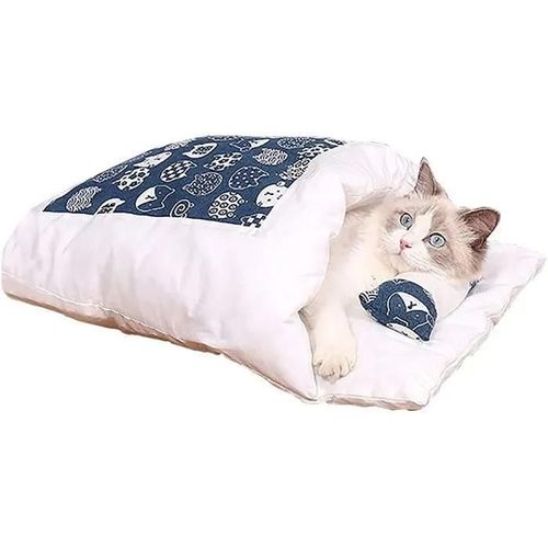 Lit Pour Chat Sac De Couchage Pour Chat Oreiller Lavable Et Confortable Lit Pour Chat (S-45 * 30cm, Bleu Marine)