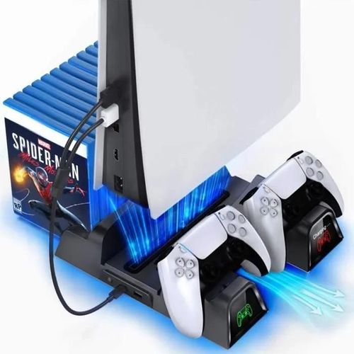 Chargeur Ps5 Avec Ventilateur De Refroidissement Pour Playstation 5, Chargeur Manette Ps5 Avec Indicateur Led, Station De Recharge