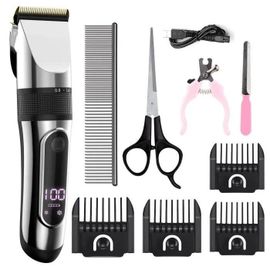Tondeuse Chien Ipx7 Professionnel Sans Fil Détachable Tondeuse Pour Animaux Lames En Céramique Ecran Lcd Charge Rapide Rasoir