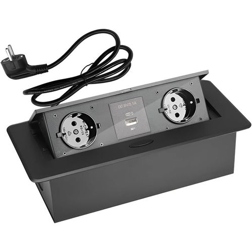 Chenquansarl-Pr Encastrable Plan De Travail, Multipr Encastrable Usb C, Bloc Pr Escamotable Pour Cuisines Bureaux Salle De Réunion, Plan De Travail Cuisine Avec 2 Pr S +2usb, 1.8m Câble, Noir