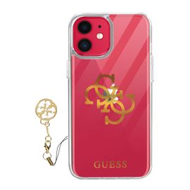 Coque Apple Iphone 11 Bi-Matière 4g Charms Guess Transparent Logo Doré