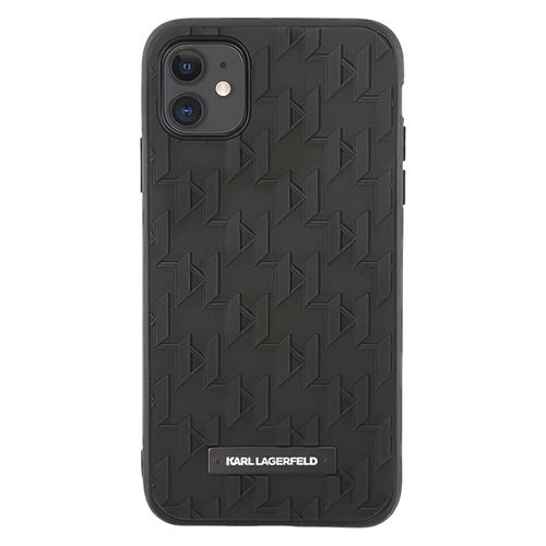 Coque Silicone iPhone 11 Texturé Monogram 3D Ultra Résistant Karl Lagerfeld Noir