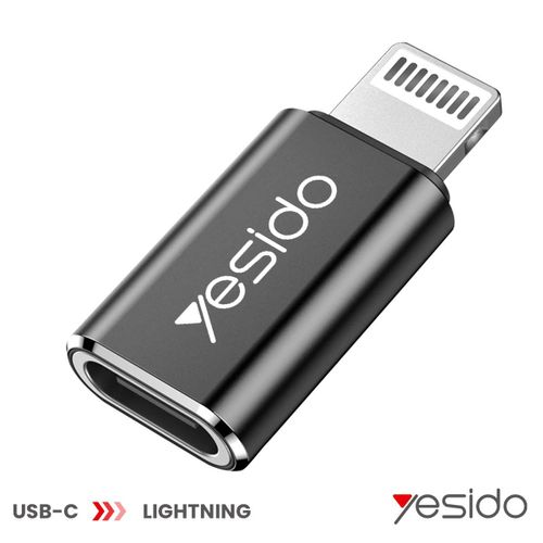 Adaptateur USB-C vers Lightning pour iPhone iPad Transfert et Charge Rapide Yesido Noir / Argent