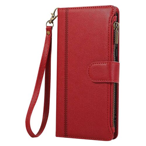 Étui Portefeuille pour Galaxy A16 / A26 à Zip avec Bandoulière Détachable Rouge