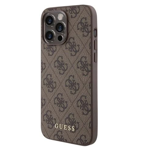 Coque Pour Iphone 15 Pro Max Antichocs Effet Saffiano Avec Motif 4g Guess Marron