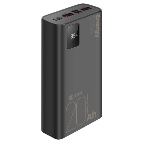 Powerbank 20000mah Energypulse Usb-A/Usb-C Pd 22,5w Avec Affichage Numérique Obal:Me Noir