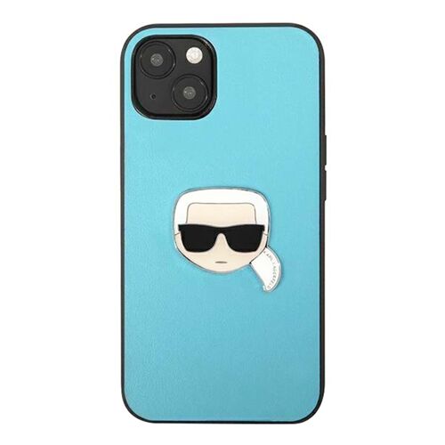Coque Pu Pour Iphone 13 Mini Karl's Head Metal Ultra Résistant Karl Lagerfeld Noir / Bleu
