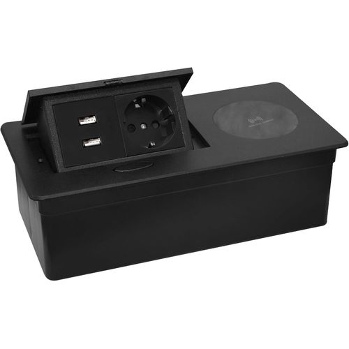 Chenquansarl-Bloc Multipr Escamotable Avec Chargement Sans Fil Pour Encastrer Au Bureau,Aluminium Pr Encastrable Plan De Travail Pr S+2 Usb A,Multipr Electrique Pour Cuisines,1.8m Câble