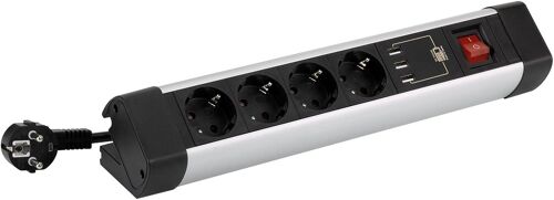 ChenQuanSarl-Base Multiple Avec Fixation Pour Table 4 Pr s 16 A 250 V + 3 Usb Avec Câble 1,5 M 3G1,5 En Aluminium