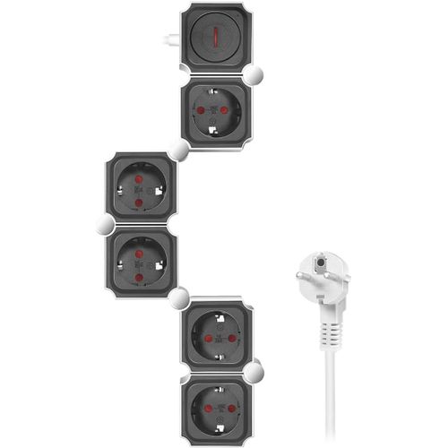 ChenQuanSarl-Lps277 ¿ Multipr 5 Compartiments, 5 Pr s Schuko (Cee 7/3) Et Interrupteur Marche/Arrêt, Flexible, 1,5 M