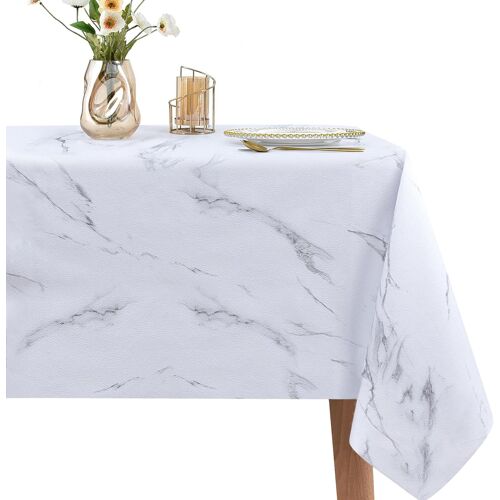 Sjzg-Nappe Rectangulaire En Pvc Imperméable Facile À Nettoyer Pour Pique-Nique, Fête, Extérieur Et Intérieur (Marbre, 137 X 255 Cm)