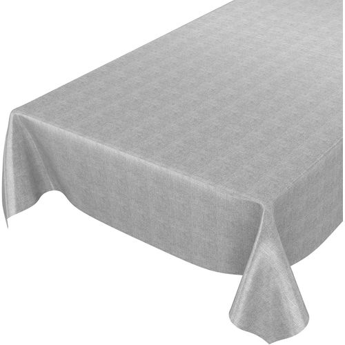 Nappe En Toile Cirée Aspect Lin, Toile Cirée, Gris, 500 X 140cm Schnittkante