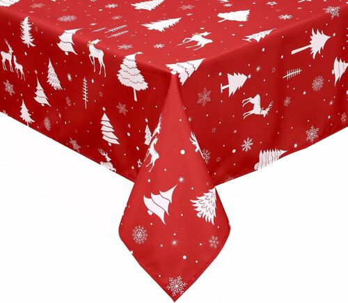 Chenquansarl-Nappe De Noël Rectangulaire En Forme De Cerf - Imperméable Et Lavable - Pour Décoration De Fête - Pour Cuisine, Salle À Manger - 137,2 X 274,3 Cm (L X L X L), Blanc