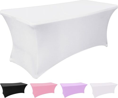 Sjzg-Nappe Rectangulaire Extensible Et Lavable En Élasthanne Pour Fête, Mariage, Événement (Blanc, 1,2 M)