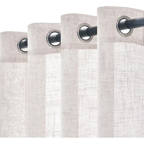 Anw-Lot De 2 Rideaux En Lin Translucides Voilage À Oeillets Rideaux Et Draperies Intérieurs Modernes Pour Chambre Fenêtre Salon Coucher 140x225 Cm Blanc Blanchi