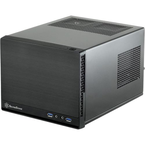 ChenQuanSarl-Sst-Sg13B-Q - Sugo Boîtier Pc Cube Compact Mini-Itx, Panneau Frontal En Plastique Avec Un Fini En Faux Aluminium, Noir