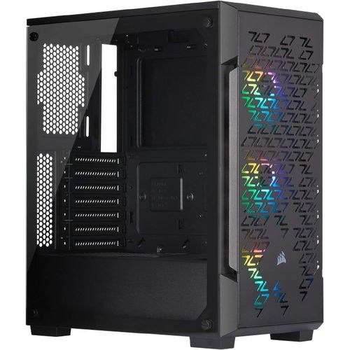 ChenQuanSarl-Icue 220T Rgb Airflow, Boîtier De Jeu Intelligent Atx Mi-Tour En Verre Trempé, Noir
