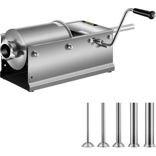 ChenQuanSarl-Manual Sau Stuffer, 3 L / 7 Lbs Horizontal Sau Machine, Dual-Speed Meat Stuffer, Made Of Food-Grade 304 Stainless Steel, Includes 5 Stuffing Tubes, For Home Kitchen Restaurant Commercial
