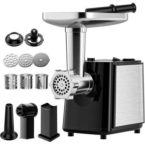 SUBZONAL-Hachoir à viande électrique, 2000W Professionnel pour saucisses et kubbe avec 3 plaques, 3 coupe-saucisses, poussoir à saucisses, hachoir électrique pour la cuisine à domicile