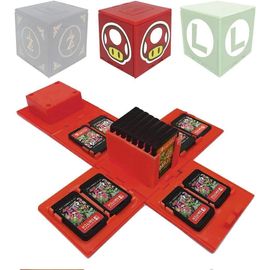 Pial-Étui Rangement Pour Carte Mémoire Nintendo Switch,Peut Contenir Jusqu'à 16 Jeux Système De Rangement De Protection Organisateur De Cartes De Jeu Étui Rigide (Mushroom Red)