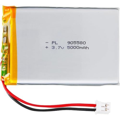 Batterie Lipo 3,7 V,5000 Mah 905580 Lithium-Ion Polymère Avec Connexion 2p-Ph Avec Pas De 2,0 Mm