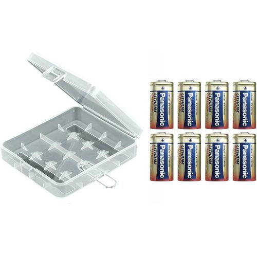 ASON-Cr123A Panasonic Lot De 8 Piles Au Lithium 3 V Dans Une Boîte De Protection En Plastique Transparent