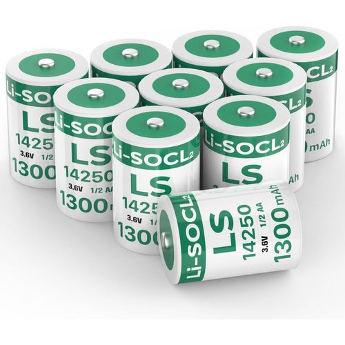 ASON-Lot De 10 Piles Au Lithium Ls14250 3,6 V 1/2 Aa 1300 Mah Non Rechargeables