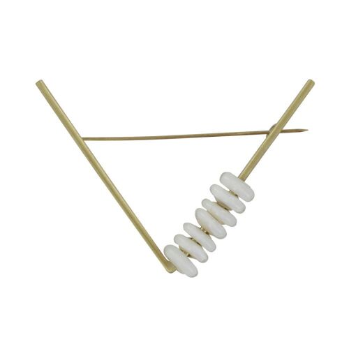 Les Poulettes Bijoux - Broche Laiton Triangle Et Petits Disques De Verre