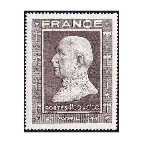 France 1944, Très Beau Timbre Neuf** Luxe Yvert 606, 88ème Anniversaire De Philippe Pétain, Militaire Et Homme Politique Français.