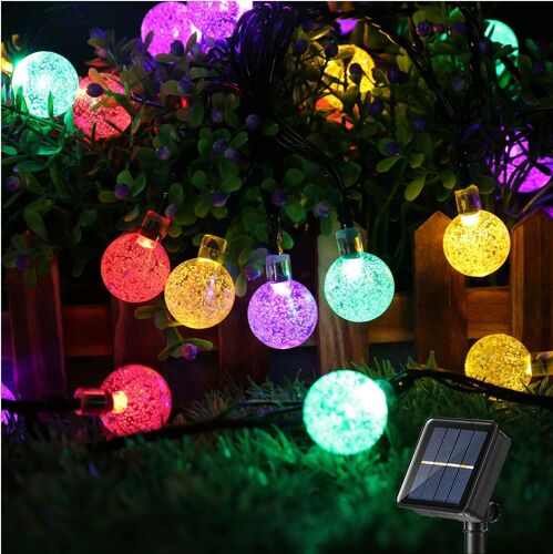 Gjfty-Guirlande Solaire Exterieure, 6.5m 30 Led Guirlande Lumineuse Boules Lampe Solaire 8 Modes Etanche Exterieur Décorative Pour Soirée, Mariage, Jardin, Patio, Magasin, Maison, Multicolore