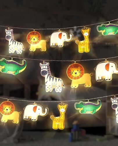 Guirlande Lumineuse À 20 Led - Motif Animaux - Pour Chambre D'enfant - 3 M - Blanc Chaud - En Acrylique - Pour L'intérieur, Le Lit De Bébé - Décoration De Fête - Veilleuse Pour Garçon Et Fille