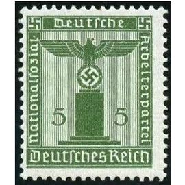 Allemagne, 3ème Reich 1938, Très Beau Timbre De Service Neuf** Luxe Yvert 108, Grand Aigle Et Croix Gammée Sur Socle, 5pf. Vert, Filigrane Croix Gammées.