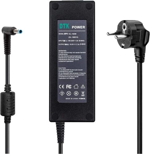 150W 19.5V 7.7A Chargeur pour Ordinateur Portable Adaptateur Secteur pour HP ZBook Series Compatible avec HP Omen Series vers Envy Series Connecteur d'alimentation:4,5mm x 3,0mm