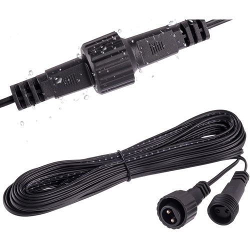 Aiou-10m/32.8ft Câble De Rallonge Guirlande,2 Broches Prolongateur Ip65 Étanche Connecteurs Pour Projecteurs Solaires,Lumières De Pointes De Jardin,Éclairage De Noël Extérieur,Sapin Lumineuse
