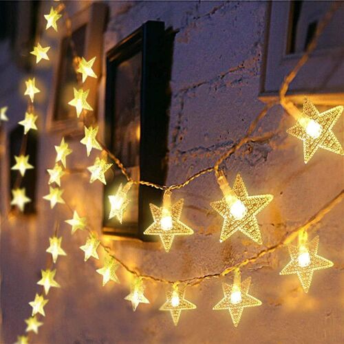 JGD-Guirlande Lumineuse de Étoile, 10M 70 LED Guirlande Lumineuse Déco Rideau Lumineux, Décoration Romantique Pour la Décoration Extérieure, Maison, Jardin, Intérieure Fête Noël, Mariage Soirée