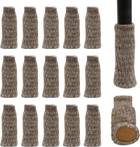 Lot de 16 chaussettes pour pieds de chaise avec coussinets en feutre-Double couche antidérapante-Pour la maison,l'école,le bureau,la bibliothèque (kaki)