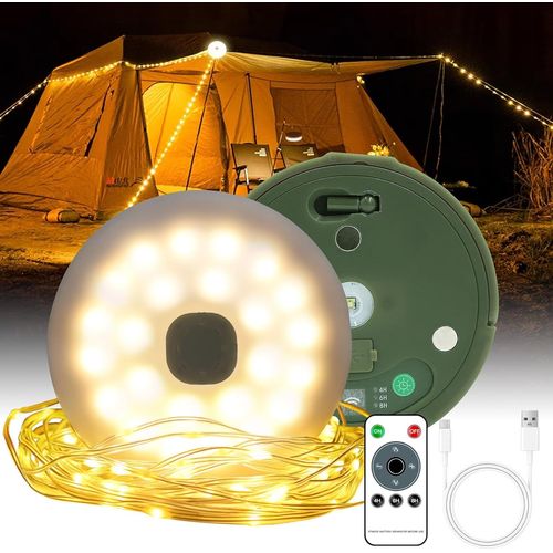 Kal-Guirlande Lumineuse De Camping Enroulable,10m 3 En 1 Guirlande Lumineuse De Camping Portable Rechargeable Extérieur Avec Usb, 9 Modes D'éclairage 100led Lampe De Étanche Poche Jardin, Mur